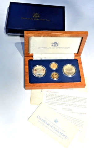 1987 4-Coin Commem Constitution Set BU & Proof (w/Box & COA) Cover