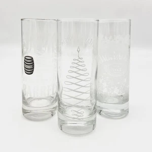 Vintage Jack Daniel's Glasses Highball Assorted 3 Piece Tree Snowflake Barrel - Foto 1 di 4