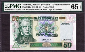 Scotland 50 Pound COMMEMORATIVE 24th September 2004 Pick-122c GEM UNC PMG 65 EPQ - Picture 1 of 2