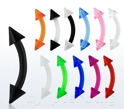 1 pieza. Anillo de cejas barra curva con extremo de pico UV Bio Flex 16G 8 mm 10 mm Foto 1 de 3