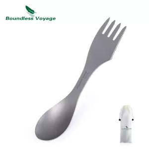 Titanium 3-In-1 Spoon Fork Knife Outdoor Camping Multifunctional Travel Utensil - Picture 1 of 6