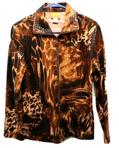 Ruby Rd  ♈Woman's Printed clear square decorated Zip up jacket size 6~animal - Picture 1 of 3