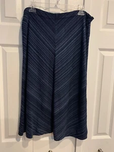 Ralph Lauren 100% Leinen Midirock, Pull-On Gr. L marine/hellblau gestreift ungefüttert - Bild 1 von 7