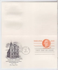 TurtlesTradingPost- Samuel Adams Reply Card -1973 FDC #UY24 - Artmaster Cachet - Picture 1 of 2