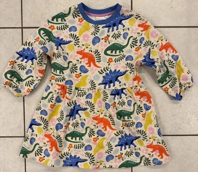 NWT Mini Boden Girls DINOSAUR Sweatshirt Dress Size 5-6 - Image 1 of 4