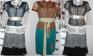 NOA NOA Netz-Bluse armour, braun blouse sword blau knight NEU Shirt - Picture 1 of 7