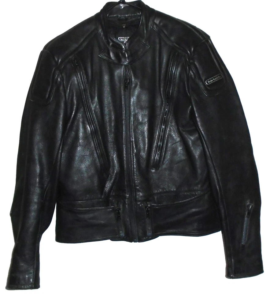 HEIN GERICKE BLACK Leather heavy Motorcycle Biker Jacket size 44 - Image 1 of 4