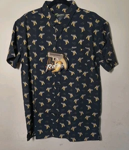 Retro Rifle Organic Banana Clip Button Down Hemd Schwarz Gelb Herren Größe L Neu mit Etikett - Bild 1 von 8