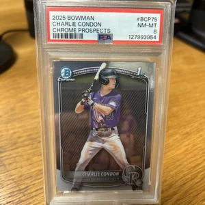 2025 Bowman Chrome 1st Charlie Condon #BCP-75 Rockies PSA 8 - Bild 1 von 2