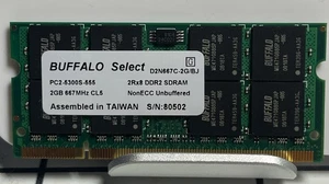 Buffalo PC2-5300S-555, D2N667C-2G/BJ, 2GB 667MHz CL5  Laptop/Printer RAM stick - Picture 1 of 4