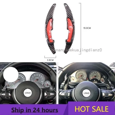 Real Carbon Fiber Steering Wheel Shift Paddle Switch For BMW M3 M4 M5 M6 13-2016 - Image 1 of 4