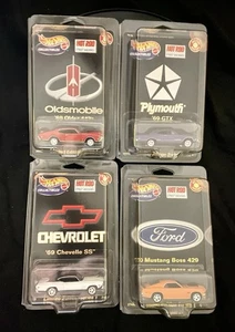 HOT WHEELS HOT ROD MAGAZINE STREET MACHINES Set of 4 Ford, Plymouth, Chevy, Olds - Picture 1 of 5