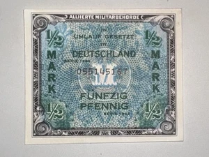 1944 Military ½ Mark Germany Note – 50 Pfennig WWII MPC - Picture 1 of 2
