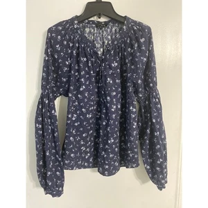 1. State embroidered top women's size M blue floral peasant fairy cottagecore  - Picture 1 of 6