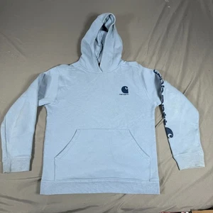 Carhartt Pullover Hoodie Youth XL Blue Fleece Lined Clarksburg Graphic Midweight - Picture 1 of 10