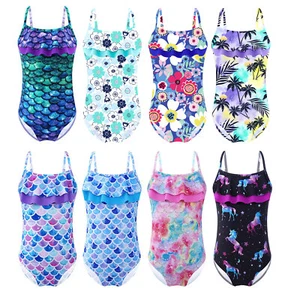 Kids Girls Wetsuit Catsuit Swimwear Jumpsuit Swimsuit Dancewear Bodysuits Pool - Picture 1 of 64