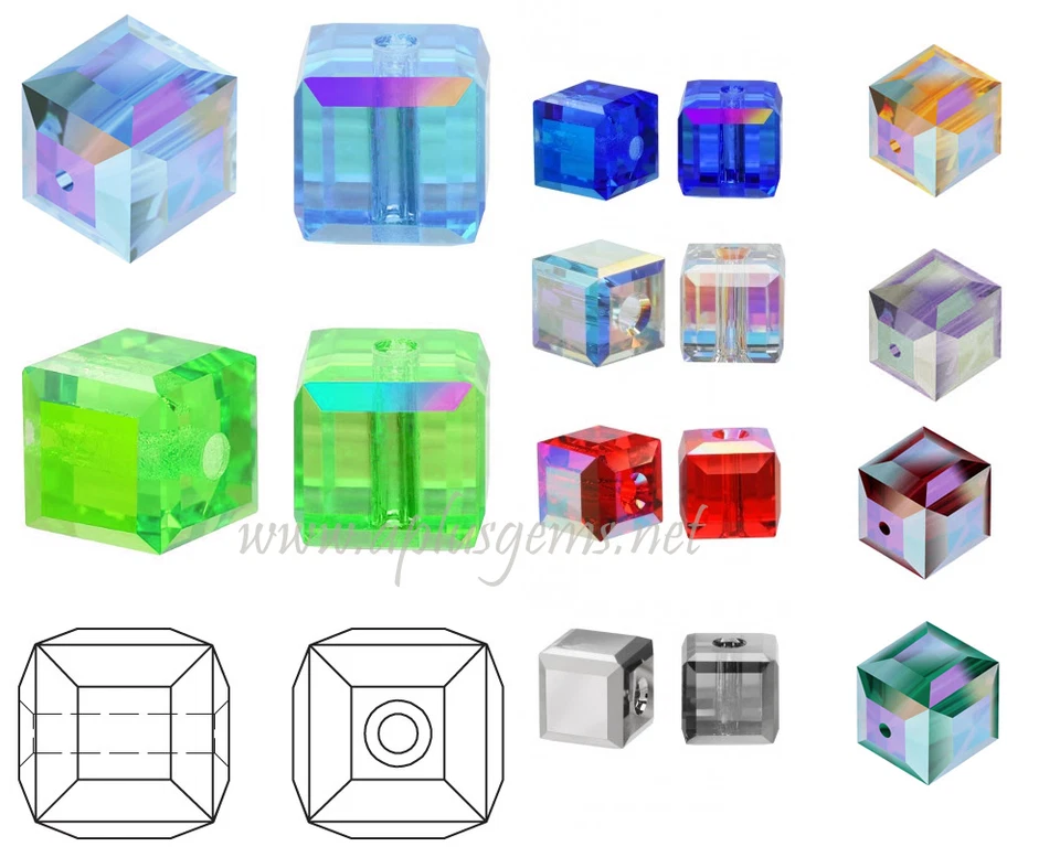 10 PIEZAS Cuentas Cubo Auténticas #5601 Cristal Swarovski 4mm Recubiertas AB Elige Colores  Foto 1 de 1