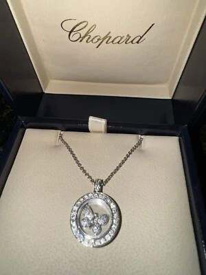 Colar de borboleta de ouro branco 18k com diamante Chopard - Imagem 1 de 4