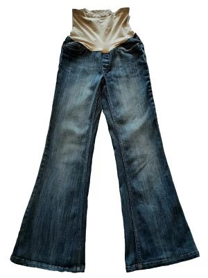 Motherhood Maternity Sz S Superstretch Blue Jeans Distressed Denim Bootcut Pants - Image 1 of 4