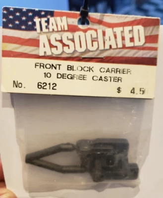 Team Associated 6212 Front Block Carrier Black 10 Degree RC10 RC10T RC10GT Rare - Image 1 of 3