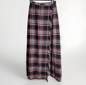 Emily M Vintage women Plaid Maxi Fringe schoolgirl academia Wrap Skirt|size:9/10 - Picture 1 of 17