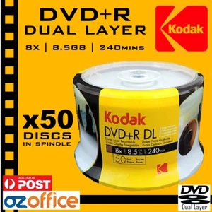 PREMIUM 50 x Kodak DVD+R DL 8.5GB Dual Layer 8X Blank DVD White Inkjet Printable - Picture 1 of 5