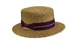Natural Unisex Maize Color Straw Stripe Band Porkpie Boater Derby Fedora Sun Hat
