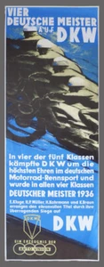 Motorradmeisterschaft 1936 DKW Auto Union Grafik V. Mundorff 90x32 cm P801 - Bild 1 von 1