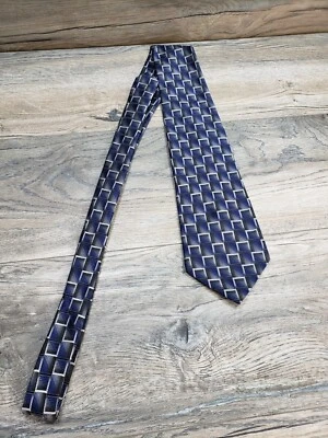Corbata para hombre Paul Dione azul geométrica 100 % seda Foto 1 de 4