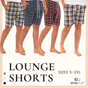 Mens Lounge Shorts Checked Woven Pyjamas Multipacks Cotton Elasticated Bottoms - Picture 1 of 19