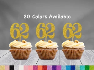 62º Cumpleaños Cupcakes Toppers Decoraciones Fiesta (JUEGO de 12) 20 Colores Disponibles - Imagen 1 de 4