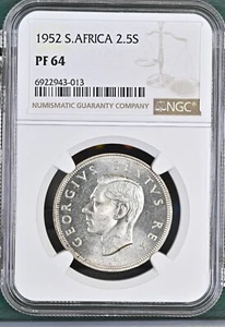 SOUTH AFRICA 2 1/2 Shillings 1952, NGC PF 64 Choice UNC PROOF, Looks MS. R7. - Picture 1 of 2