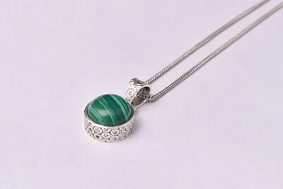 Malachite Pietra 925 Argento Sterling Artigianale Quotidiano Indossare Adorabile - Immagine 1 di 4