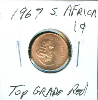 1967 SOUTH AFRICA 2 CENTS TOP GRADE BU RED        90 CENTS SHIPPING - Image 1 of 2