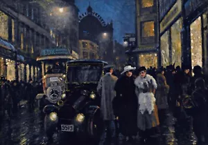 Evening Stroll on the Boulevard Painting by Paul Gustav Fischer Reproduction - Picture 1 of 3