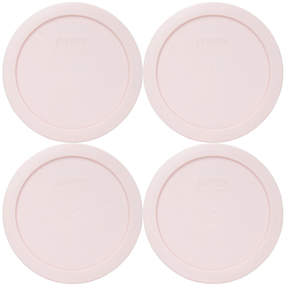 Pyrex 7201-PC (2) Berry Pink and (2) Meyer Yellow Plastic Replacement Lid Covers