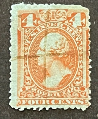 Travelstamps: US Stamps Scott #RB14 4c revenue proprietary tax Washington Used - Image 1 of 4
