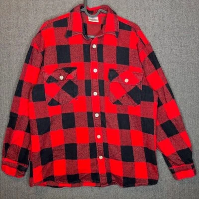 Rothco Shirt Men's Large Red Black Plaid Lumberjack Button Up Vintage 90s  - Image 1 of 4
