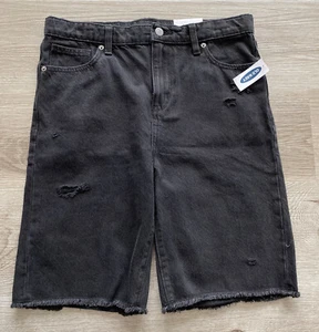 New Old Navy High Rise Plus Size 18 Shorts Black Denim Jeans Distressed Nwt - Picture 1 of 4