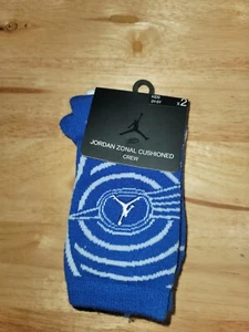 Nike Kids 2 Pk Blue White Crew Jordan Jumpman Zonal Basketball Sock Set S 3Y-5Y - Picture 1 of 4