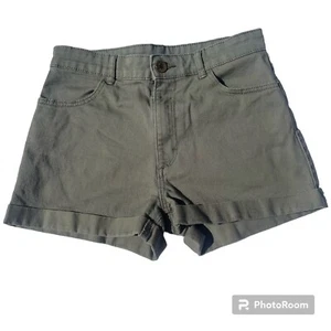 H&M Green Linen Relax Fit Flat Front Girls Shorts Size 12 - Picture 1 of 3