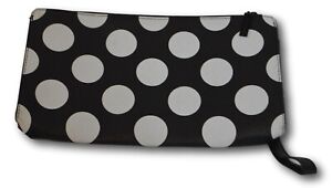 Brand New Sephora Rouge Black & White Polka Dot Makeup Bag Wristlet Clutch Case