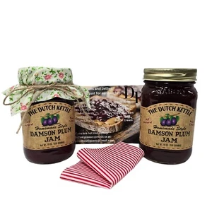 The Dutch Kettle Damson Plum Jam With Fabric Toppers 2/19 Oz. Jars - Picture 1 of 3