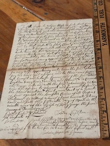 1736 Kittery ME Colonial Document Tobias Leighton 1703 deed Nicholas Shapleigh - Picture 1 of 2