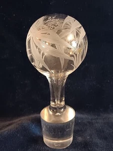 Antique Crystal Etched Glass Hollow Stopper for Decanter - Picture 1 of 17