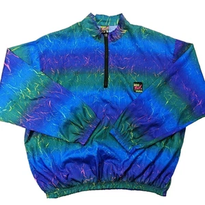 Vintage Surf Style ONE Size Fits Most Rainbow crinkle pattern Windbreaker Jacket - Picture 1 of 9