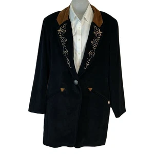 Vintage Saddle Ridge Damen Wildlederimitat Blazer Jacke Gr. M Stickerei Nieten Western - Bild 1 von 10