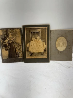 Lot of 3 Vintage Cabinet Cards 1800s Matted - Image 1 of 4