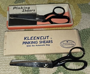 Vintage Lot of 2 Pairs Pinking Shears Mint IN Box STELLAR & KLEEN CUT Scissors - Picture 1 of 2