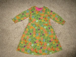 Gudrun Sjoden Womens Dress Size S Organic Cotton Green Floral Birds 3/4 Sleeve - Picture 1 of 5